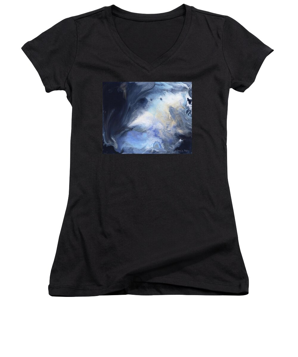 Blue Women's V-Neck featuring the painting Blue Heavens by Jamie Frier