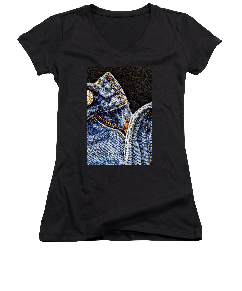 Blue Jeans Women's V-Neck featuring the photograph Blue Jeans by Wade Brooks