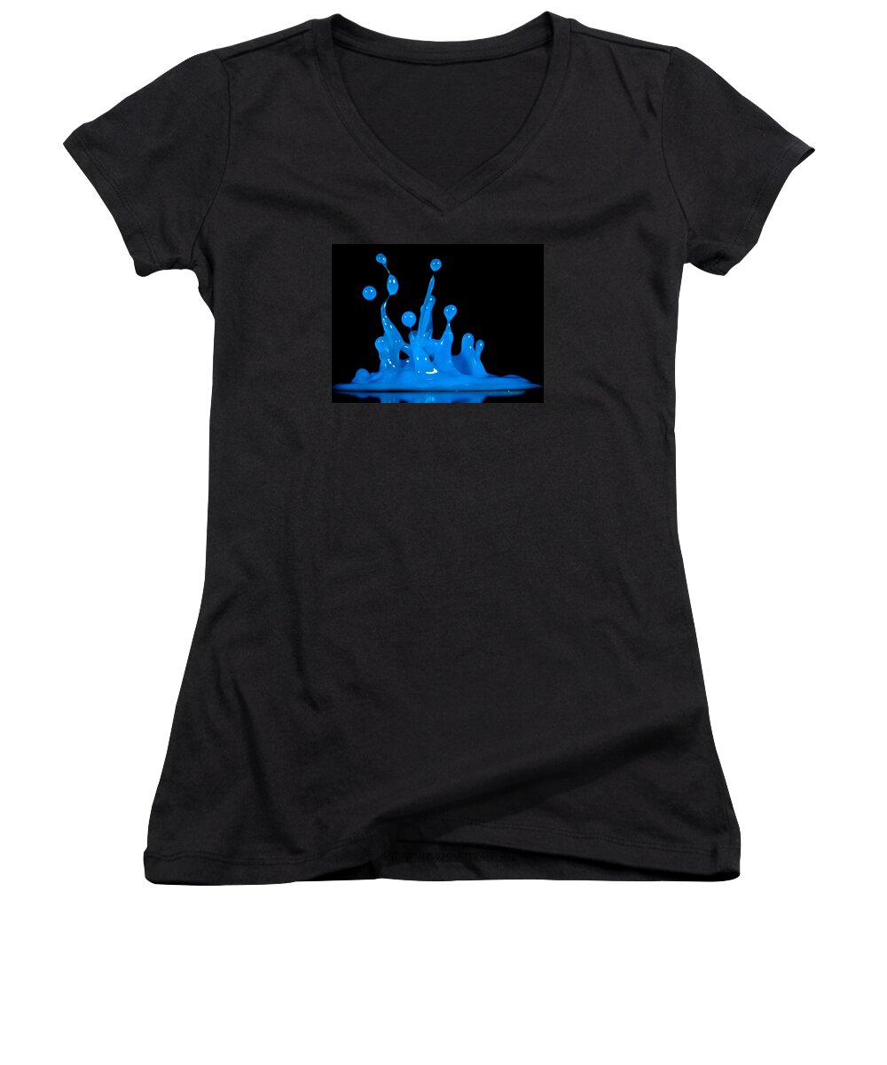 Blue Women's V-Neck featuring the photograph Blue Man Group by Anthony Sacco
