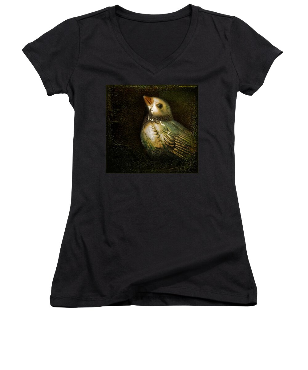 Blue Women's V-Neck featuring the photograph Bluebird by John Anderson
