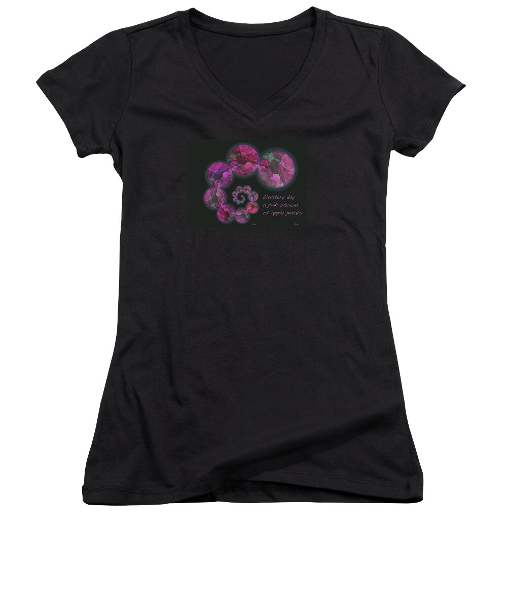 Poetry Women's V-Neck featuring the photograph Blustery Day Haiga by Judi and Don Hall
