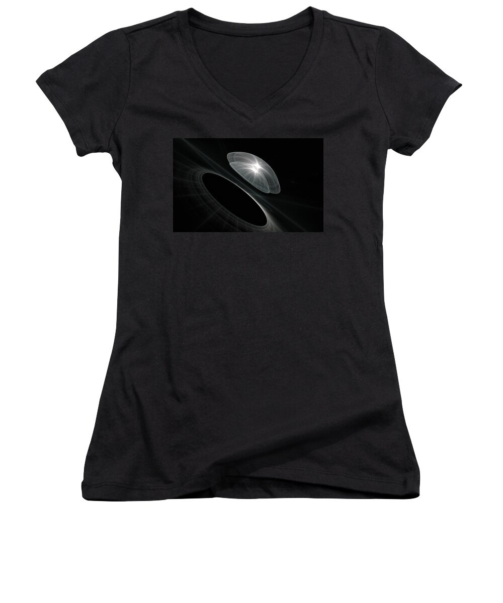 Fractal Women's V-Neck featuring the digital art Born To Explore by Gary Blackman