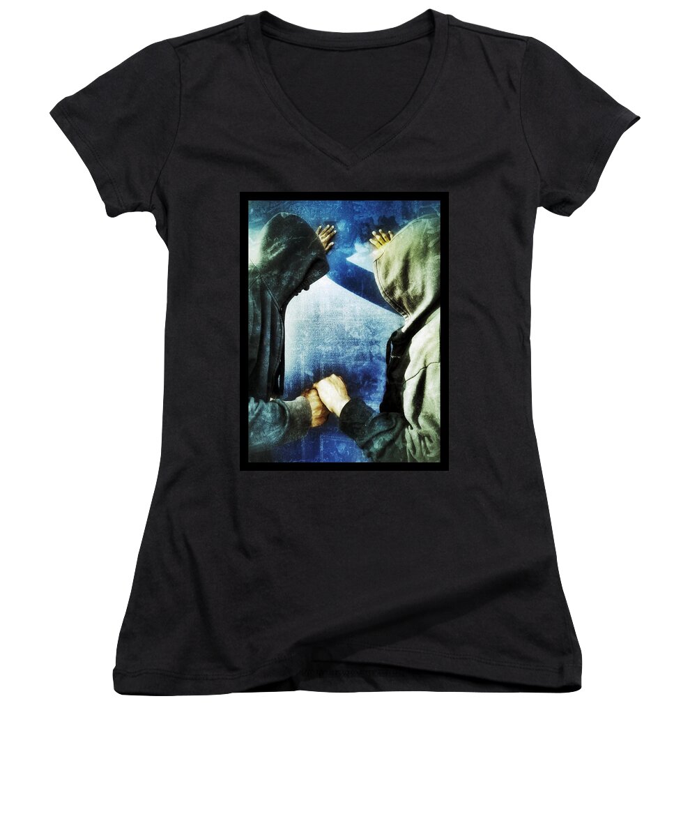Hoodies Women's V-Neck featuring the photograph Brothers Keeper by Al Harden
