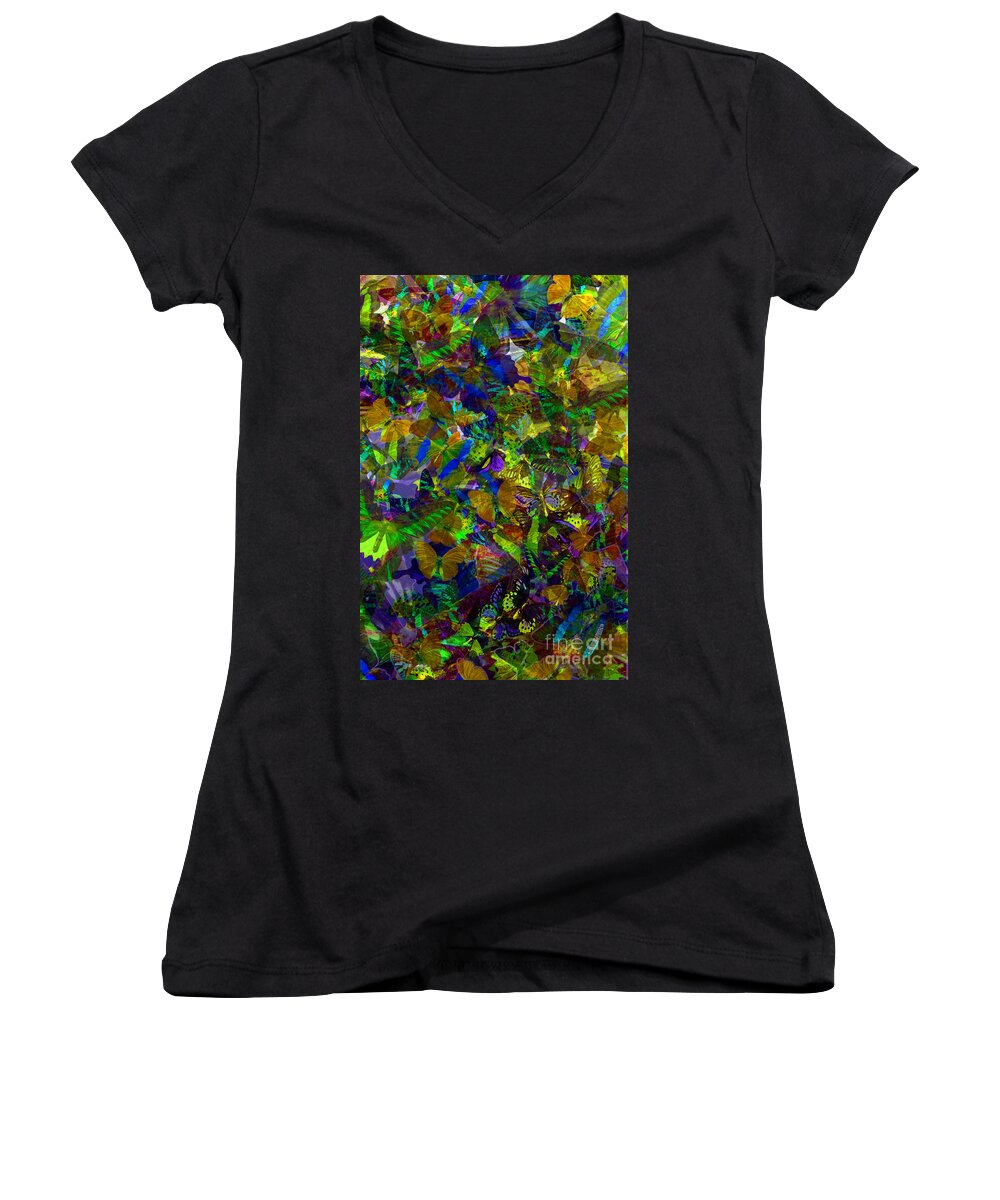 Butterflys Women's V-Neck featuring the photograph Butterfly Collage Yellow by Robert Meanor