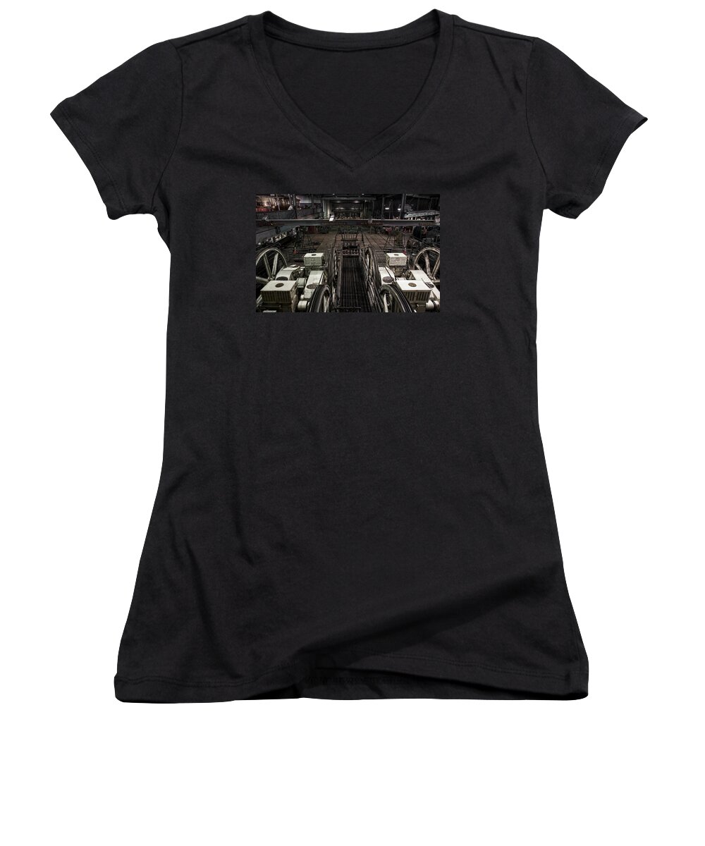 San Francisco Women's V-Neck featuring the photograph Cable car barn in San Francisco by RicardMN Photography