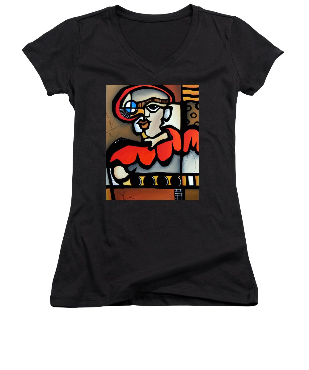Fidostudio Women's V-Neck featuring the painting Captain Nemo by Tom Fedro