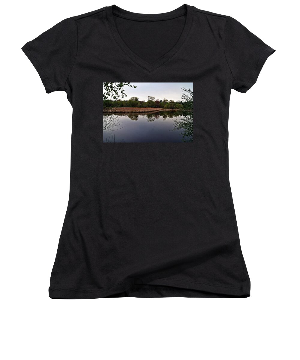 Cattail Women's V-Neck featuring the photograph Cattail Swamp I by Joe Faherty