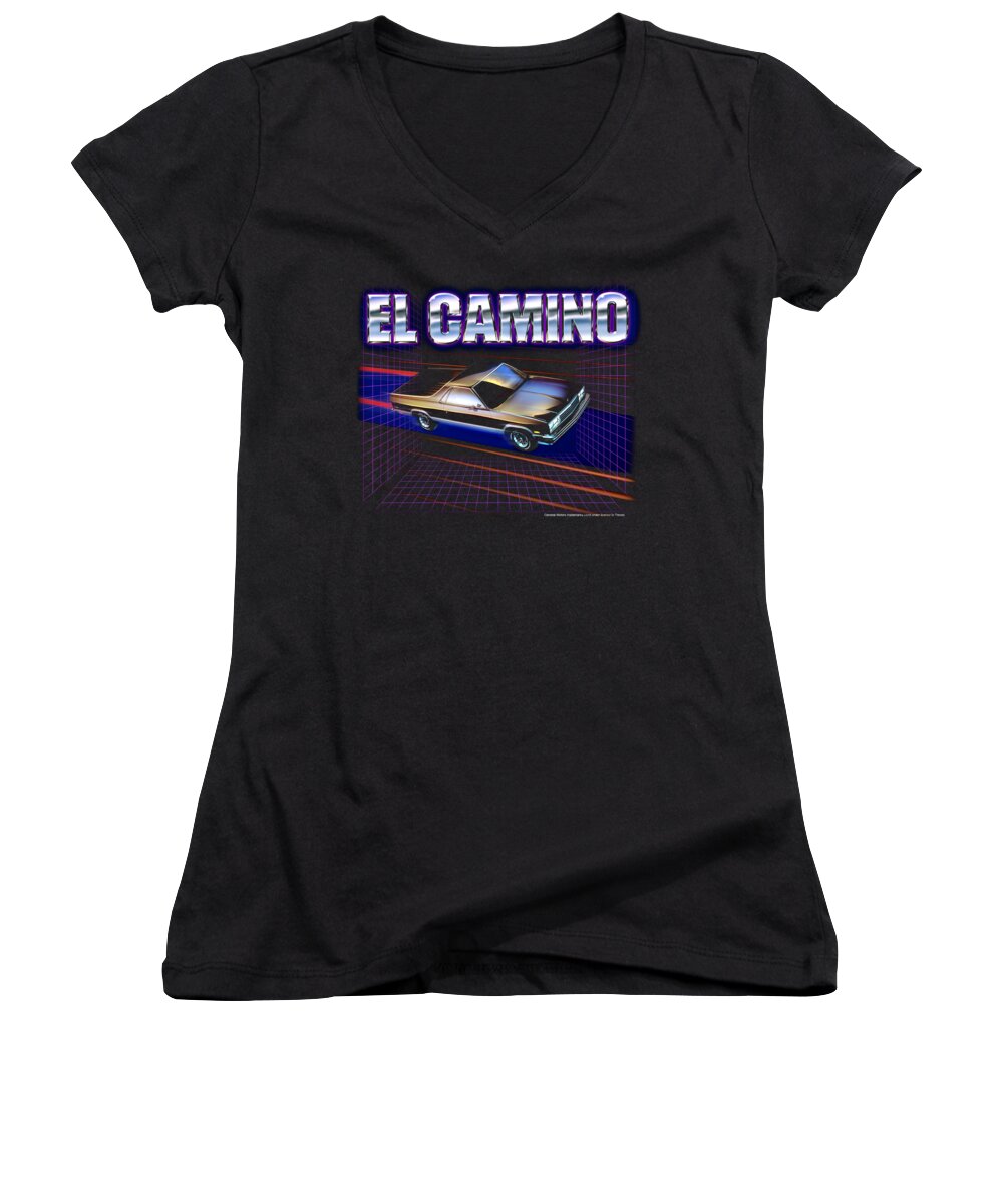 Chevrolet El Camino Women's V-Neck featuring the digital art Chevrolet - El Camino 85 by Brand A