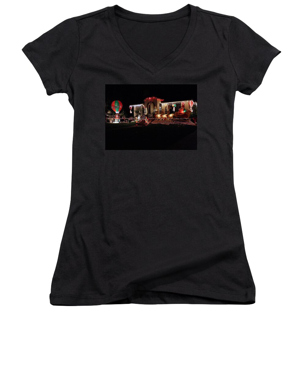 Christmas Women's V-Neck featuring the photograph Christmas Baloon by Michael Gordon