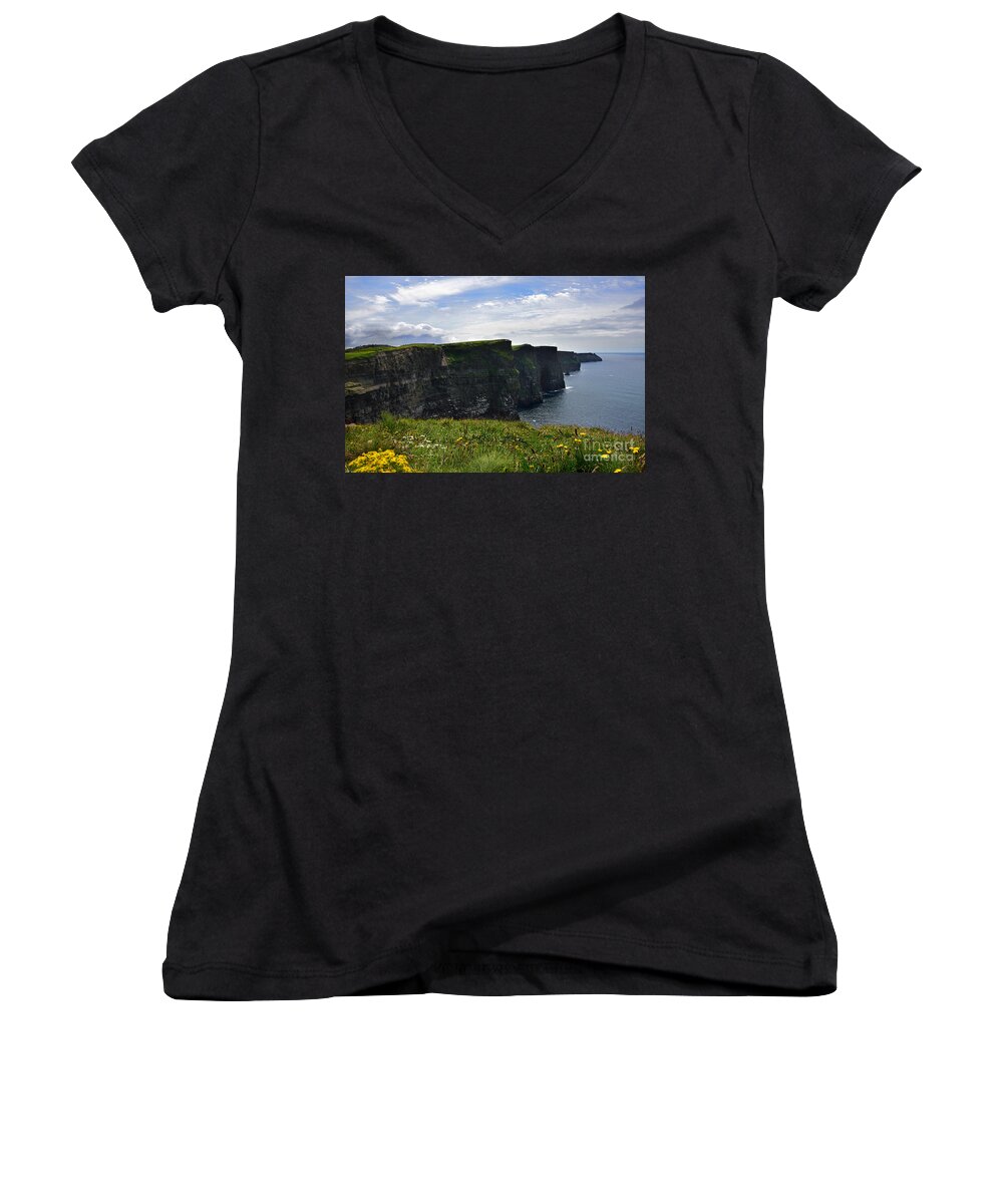 Cliff Women's V-Neck featuring the photograph Cliffs of Moher Looking South by RicardMN Photography