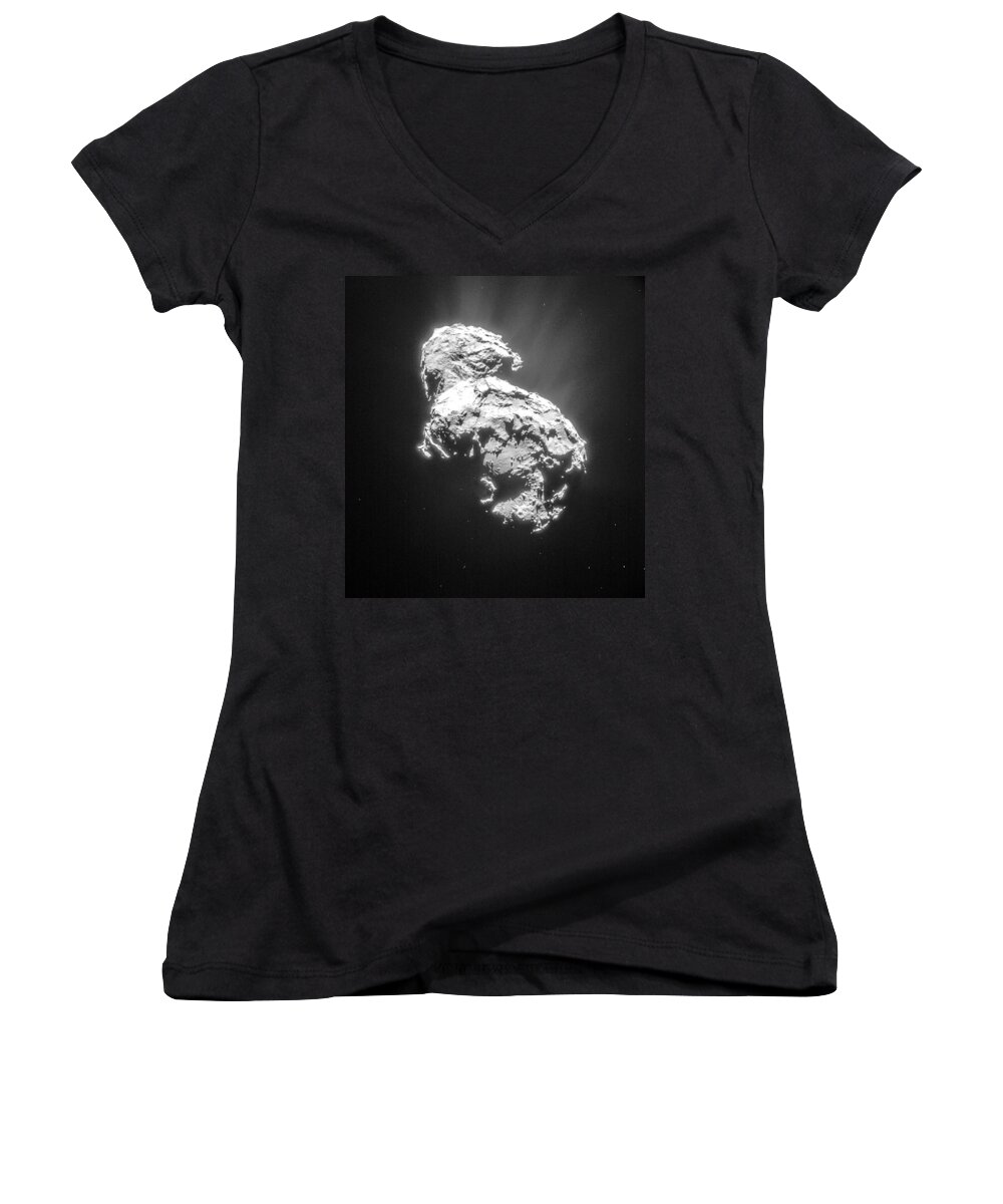 Comet Women's V-Neck featuring the photograph Comet 67pchuryumov-gerasimenko by Science Source