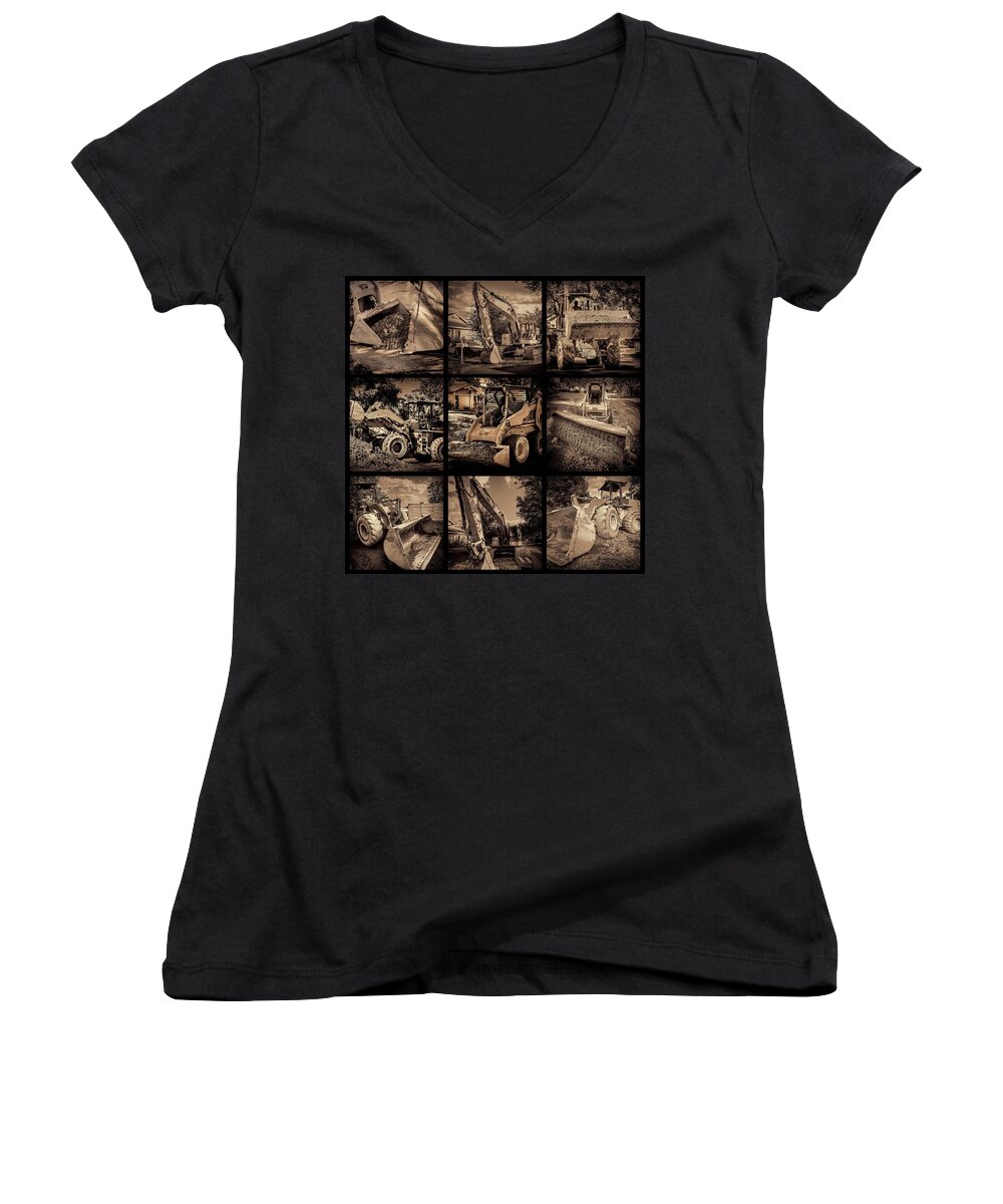 Front Women's V-Neck featuring the photograph Construction collage-1 by Rudy Umans