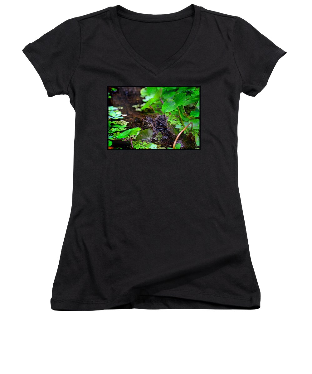Reptile Women's V-Neck featuring the photograph Crocodilian Hunter by Gary Keesler
