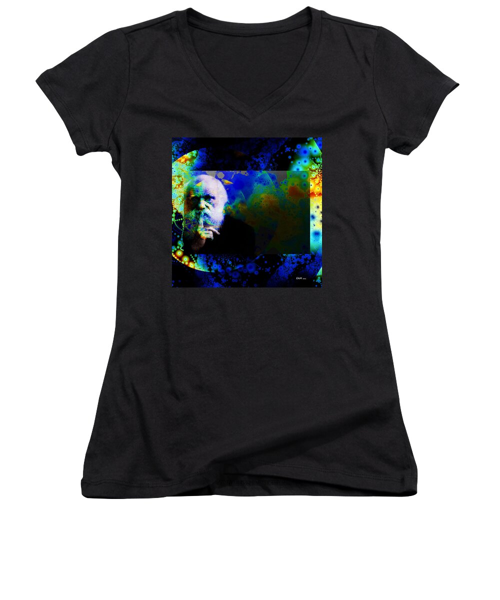 Fractal Art Women's V-Neck featuring the digital art Darwinism by Elizabeth McTaggart