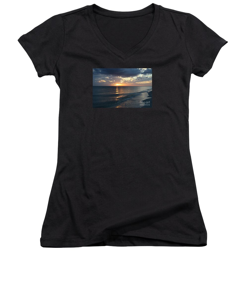 Dawn Women's V-Neck featuring the photograph Days End Over Sanibel Island by Christiane Schulze Art And Photography