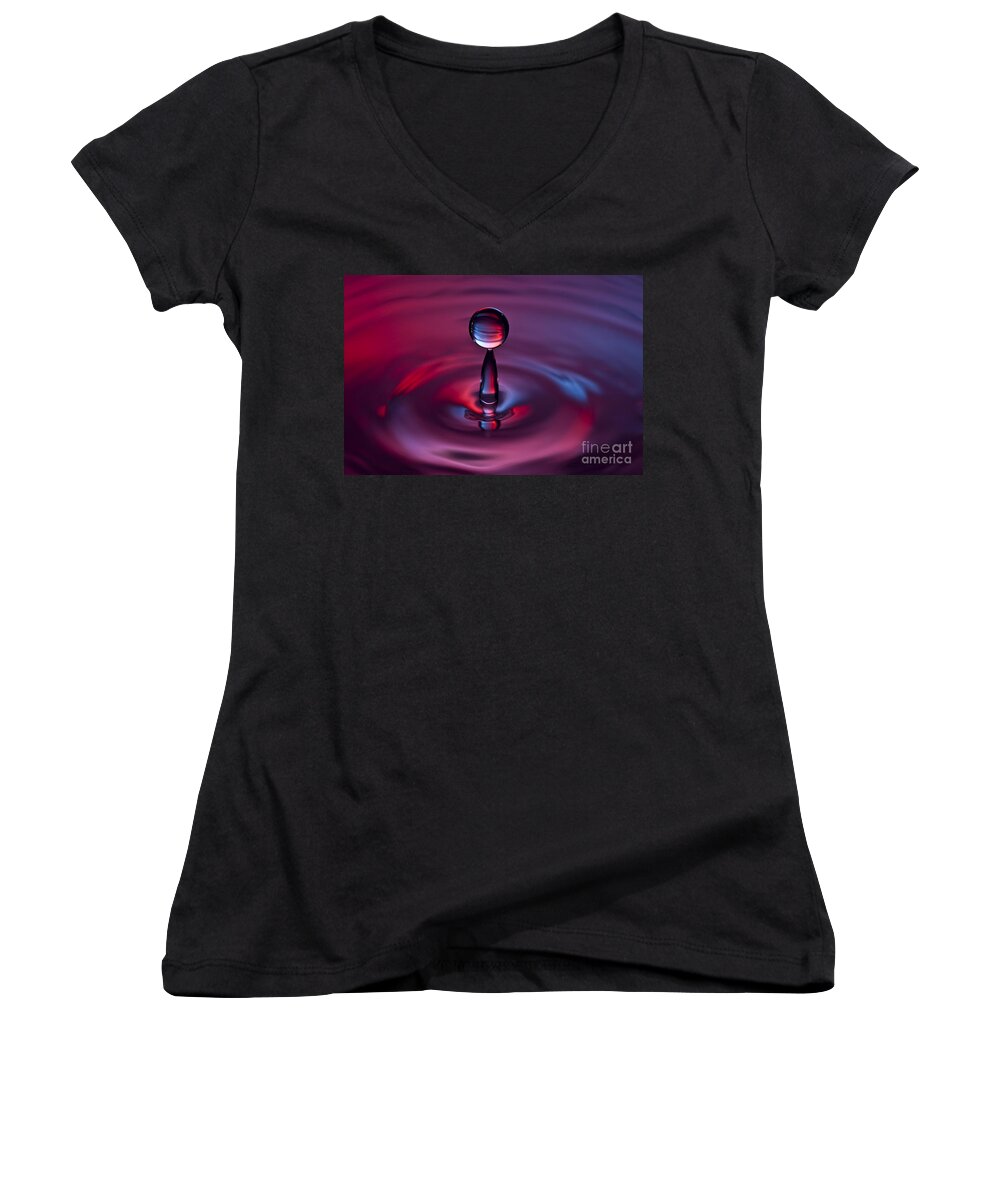 Water Drops Women's V-Neck featuring the photograph Deep Purple by Anthony Sacco