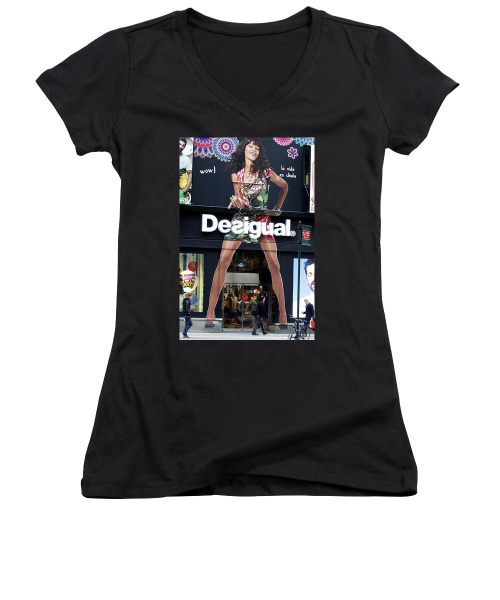 Desigual Women's V-Neck featuring the photograph Desigual Storefront by Alice Gipson