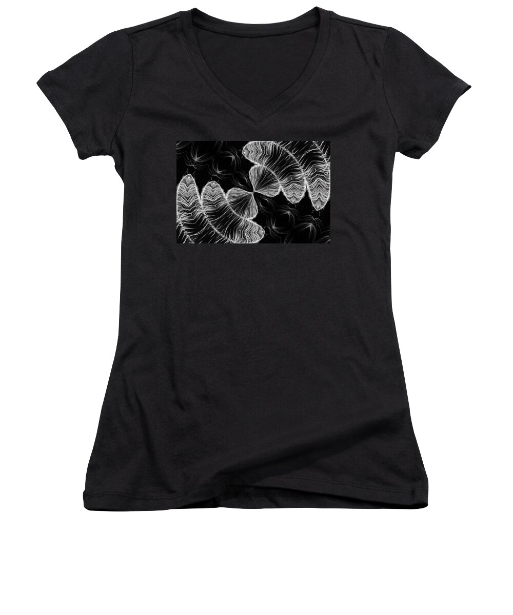 Black And White Women's V-Neck featuring the photograph Division by Kristin Elmquist