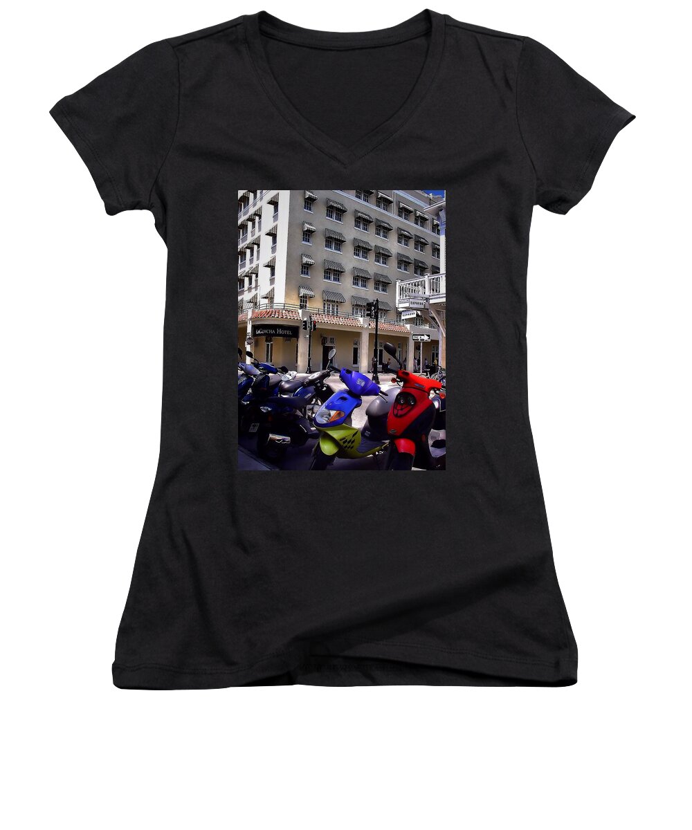 Key West Women's V-Neck featuring the photograph Drivin Duval by Robert McCubbin