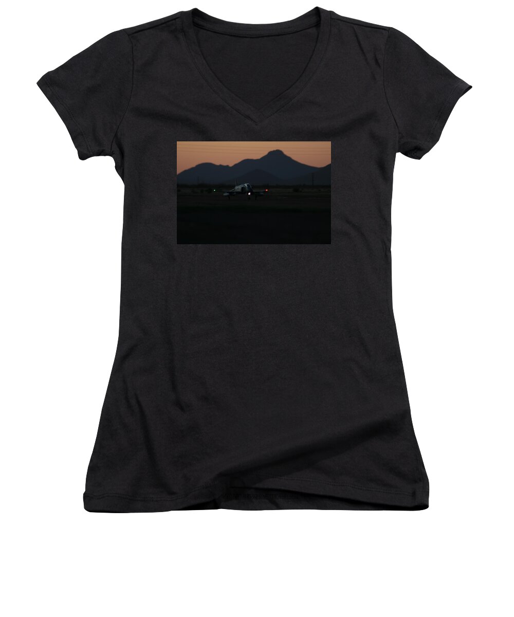 F-4 Women's V-Neck featuring the photograph Dusk Return by David S Reynolds