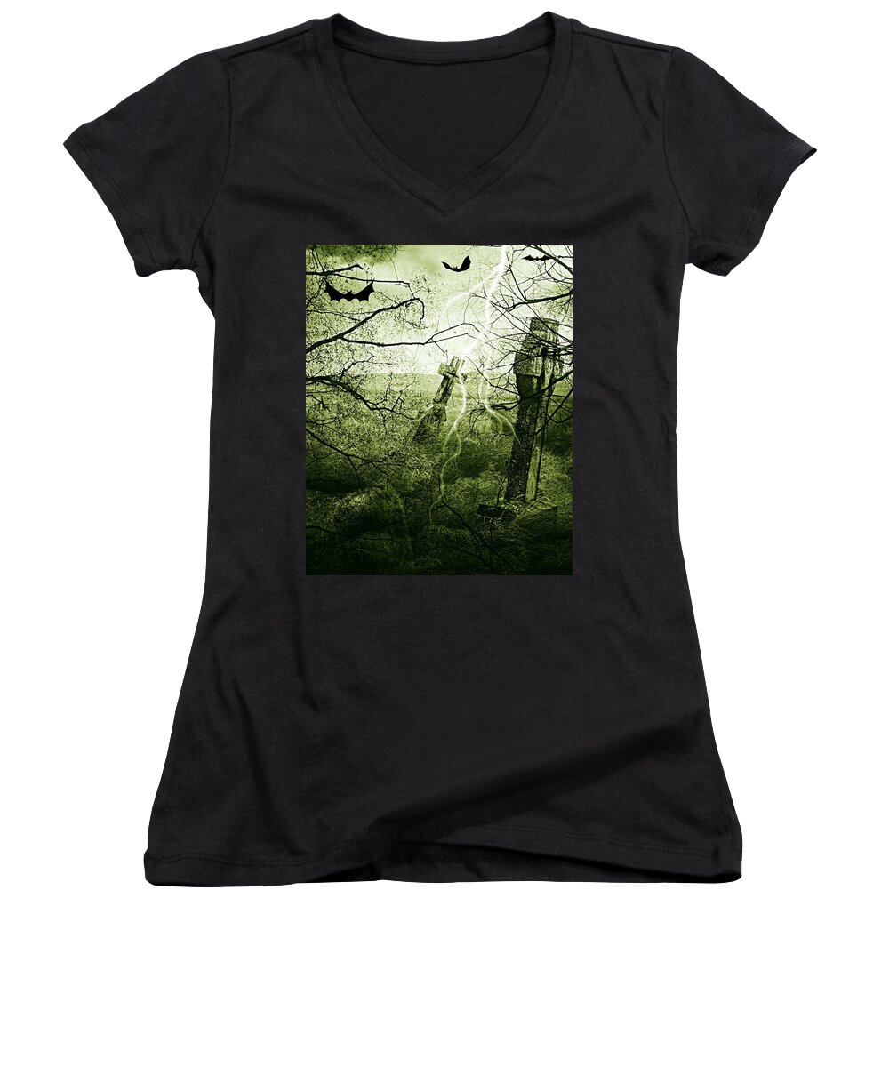 Abstract Women's V-Neck featuring the photograph Dying To Get In by Barbara S Nickerson