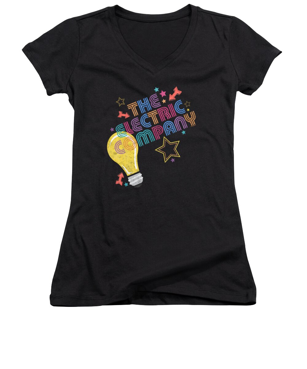  Women's V-Neck featuring the digital art Electric Company - Electric Light by Brand A