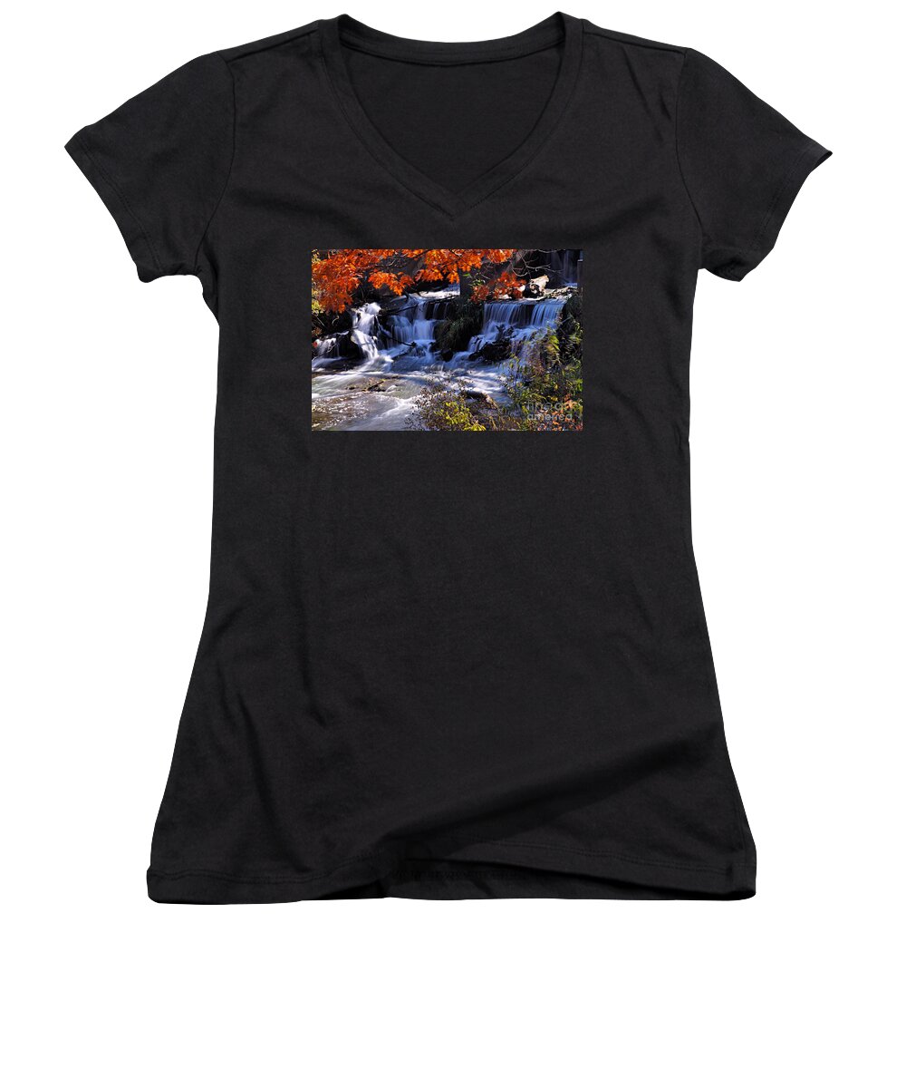 Photography Women's V-Neck featuring the photograph Falls in the Fall by Larry Ricker