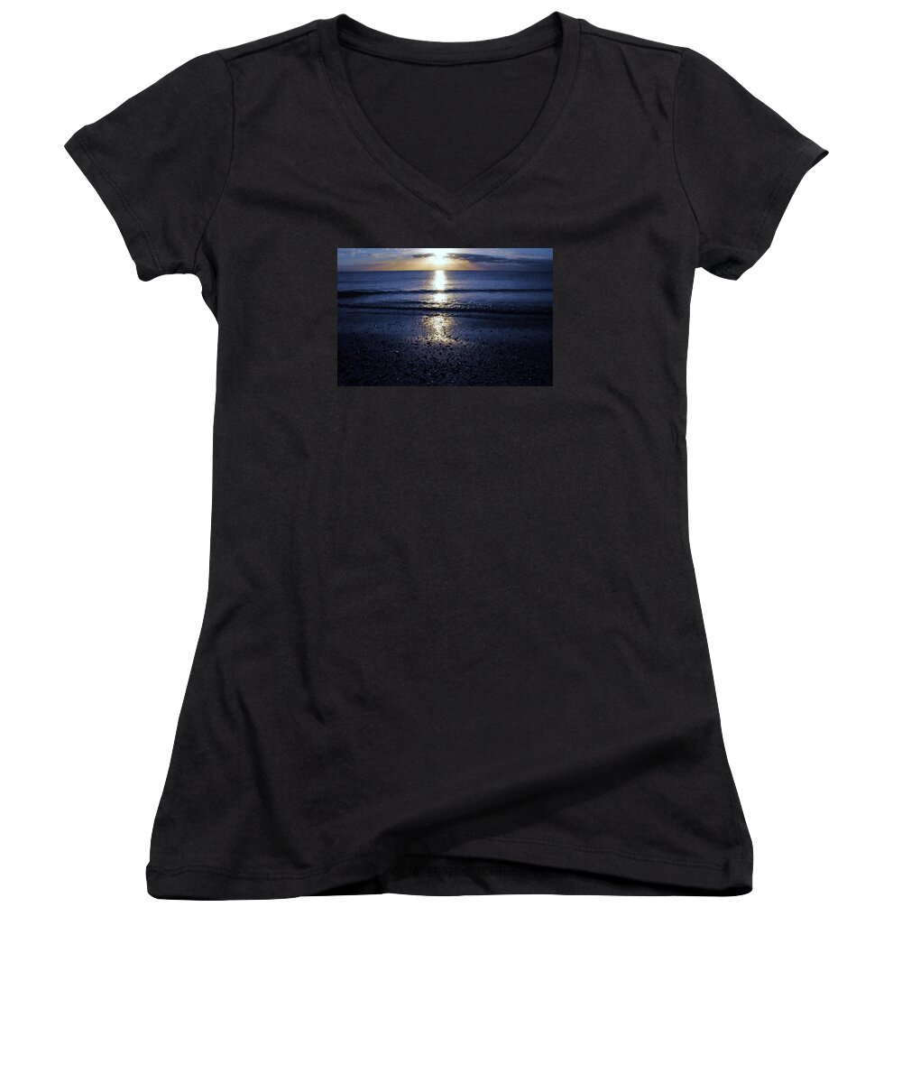 Sunset Women's V-Neck featuring the photograph Feeling the Sunset by Kicking Bear Productions