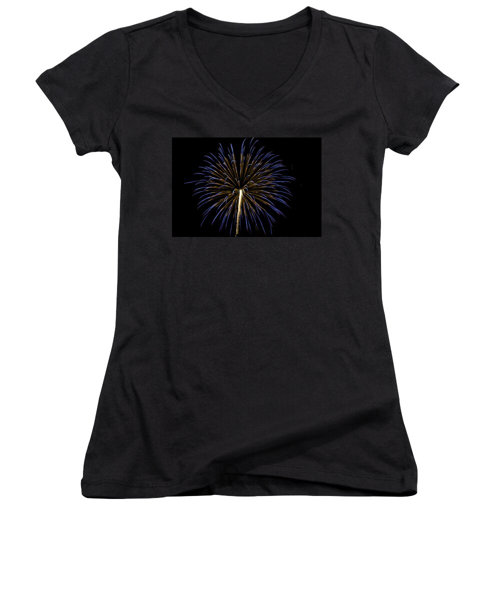 Colors Women's V-Neck featuring the photograph Fireworks bursts colors and shapes 3 by SC Heffner