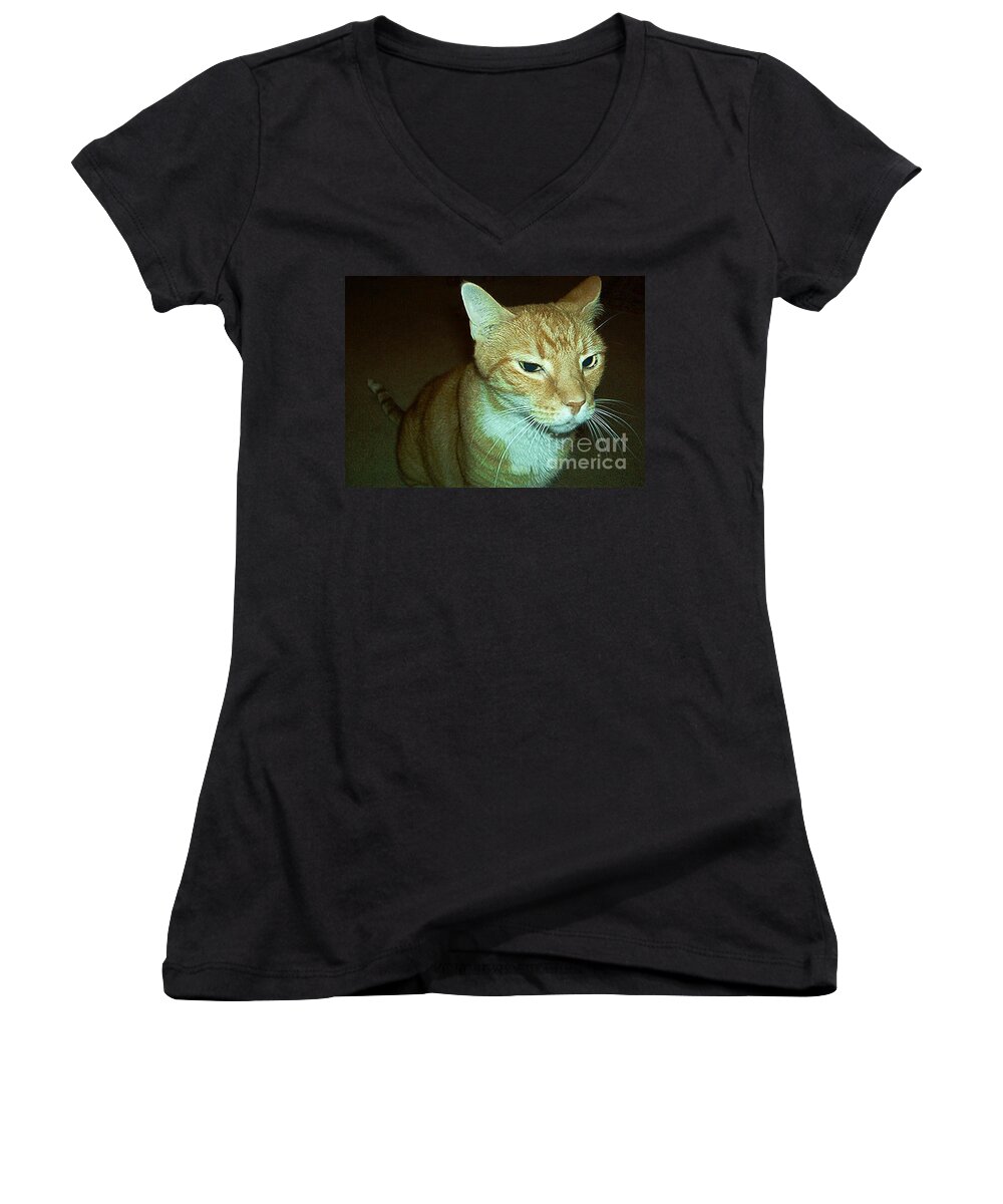 Flash Vickers Women's V-Neck featuring the photograph Flash Vickers by Emmy Vickers