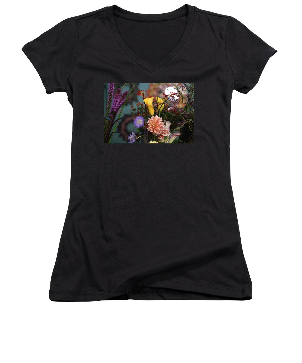 Love Women's V-Neck featuring the photograph Flowers from my Window by Joseph Coulombe