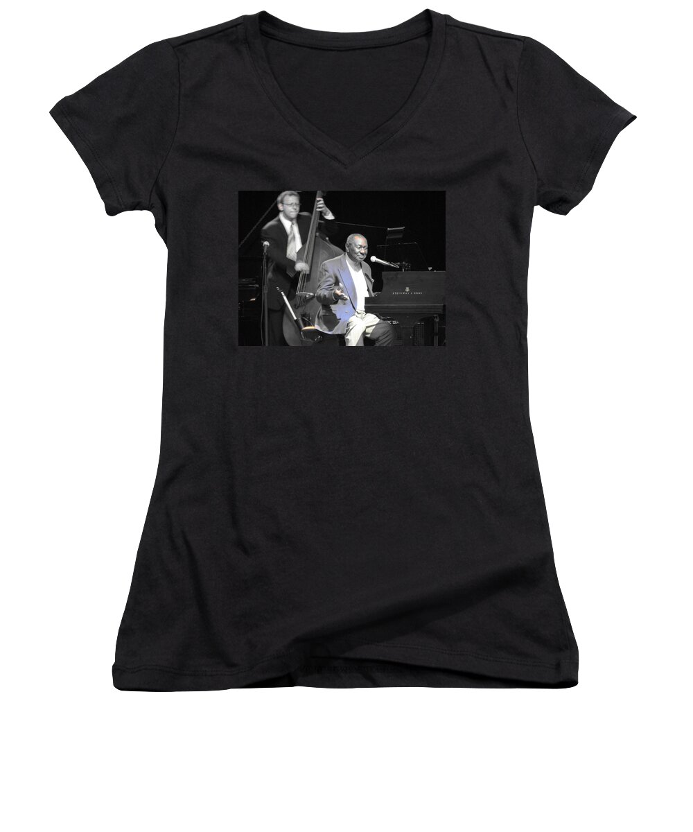 Freddy Cole Women's V-Neck featuring the photograph Freddy Cole and Elias Bailey by Cleaster Cotton