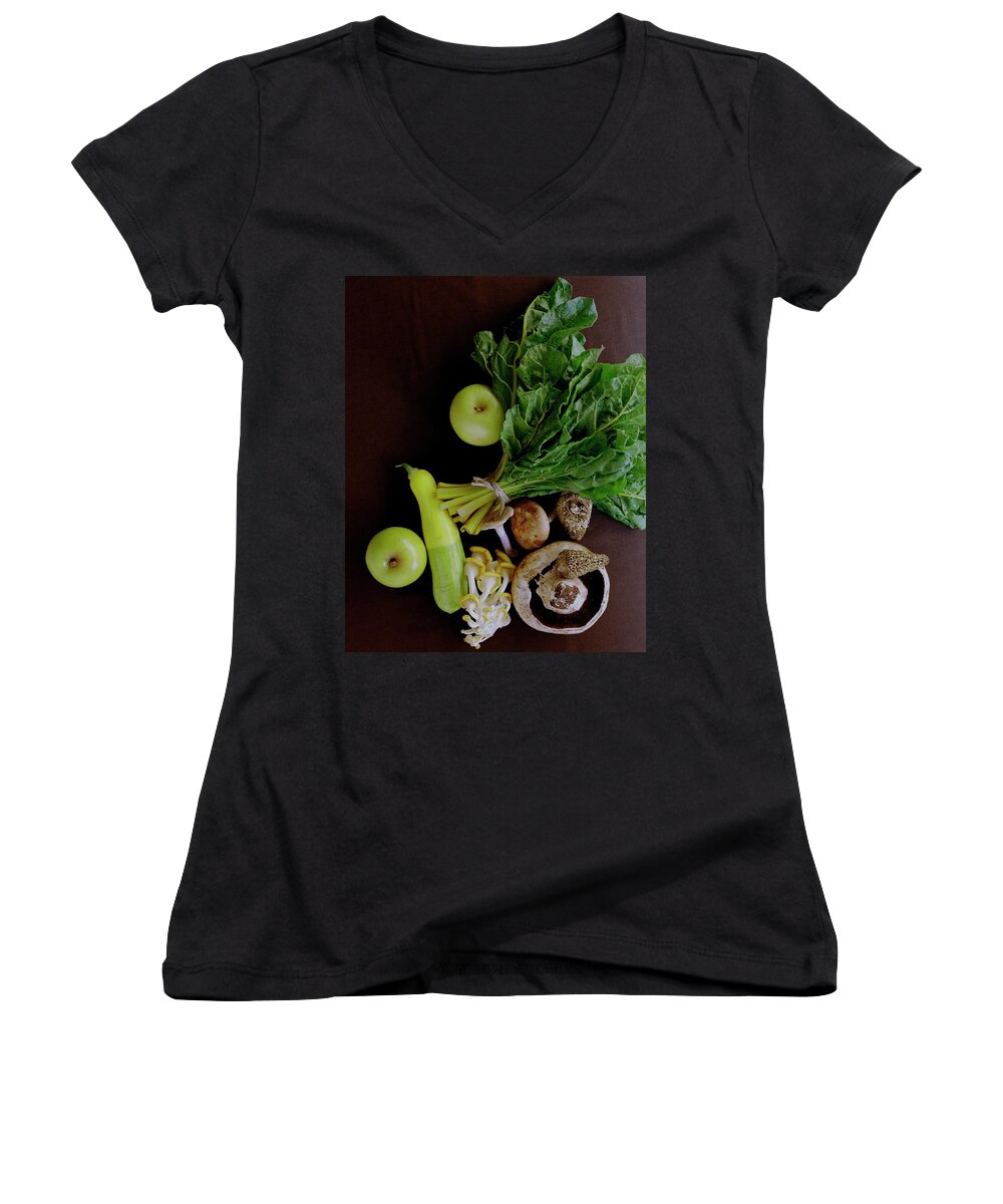 Fruits Women's V-Neck featuring the photograph Fresh Vegetables And Fruit by Romulo Yanes