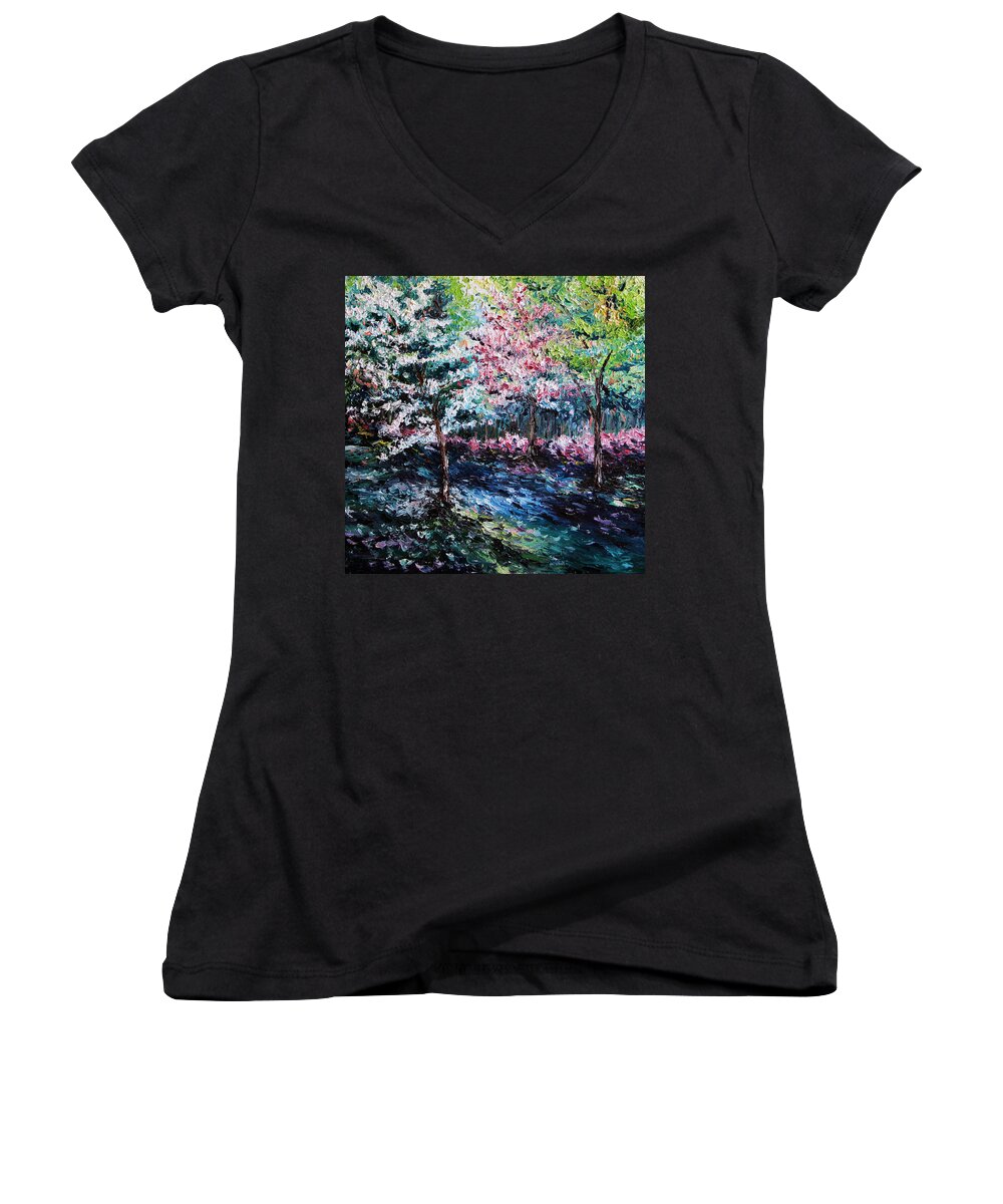 Landscape Women's V-Neck featuring the painting From the Earth by Meaghan Troup