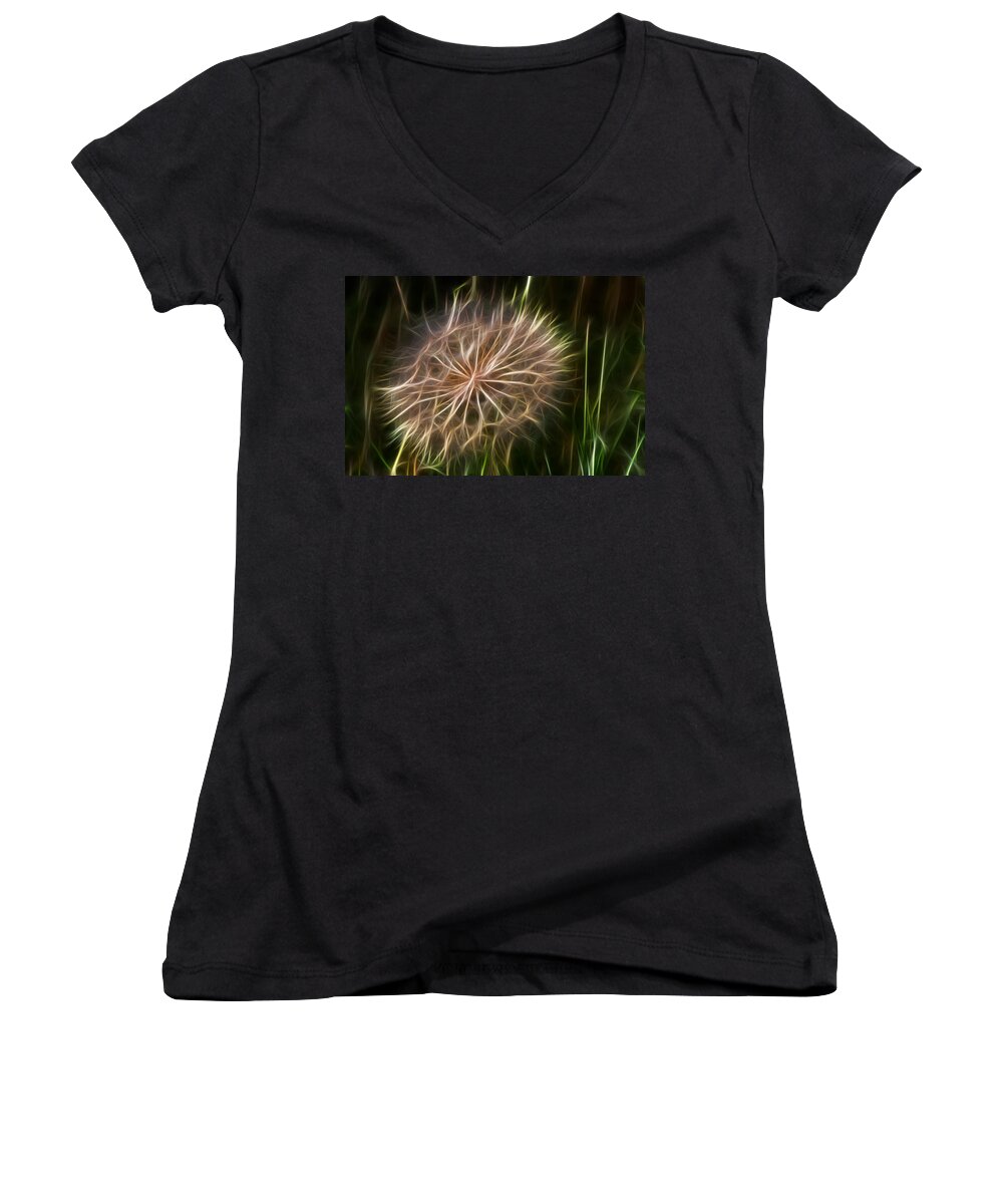 Dandelion Women's V-Neck featuring the photograph Glowing Dandelion by Shane Bechler