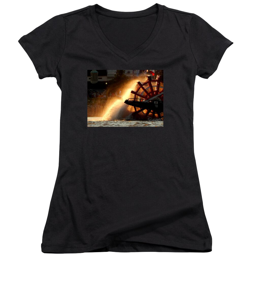 Nola Women's V-Neck featuring the photograph New Orleans Steamboat Natchez On The Mississippi River by Michael Hoard