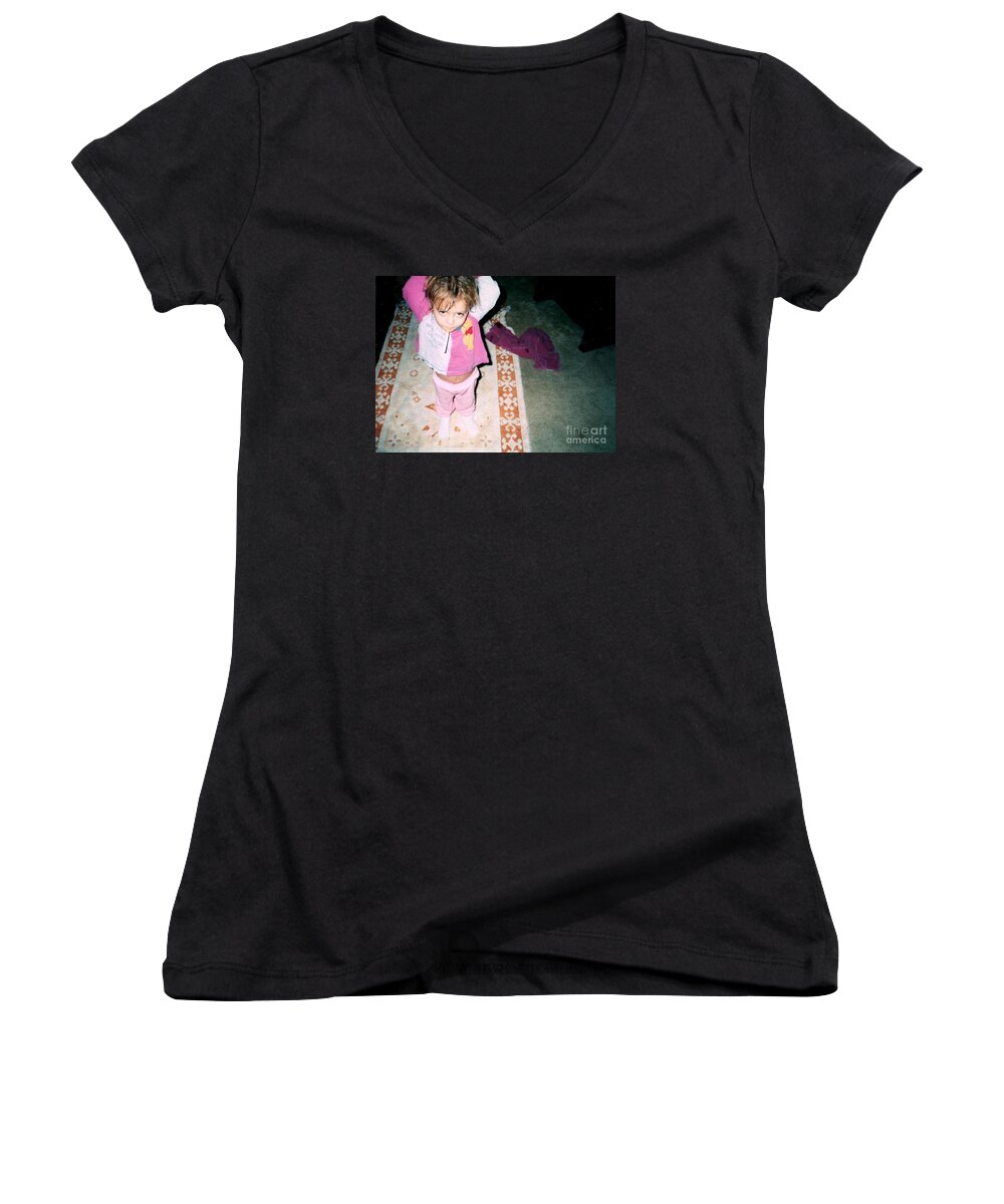  Women's V-Neck featuring the photograph Got a Light by Kelly Awad
