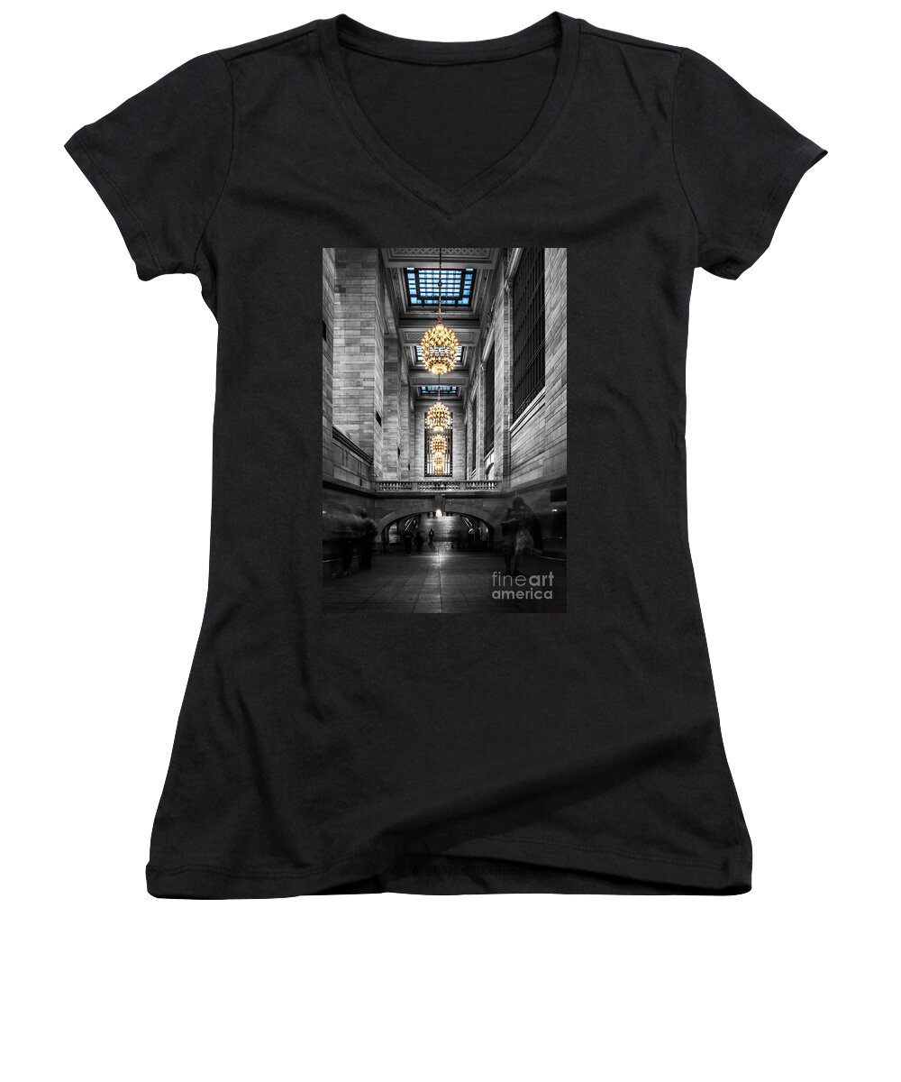 Nyc Women's V-Neck featuring the photograph Grand Central Station III ck by Hannes Cmarits