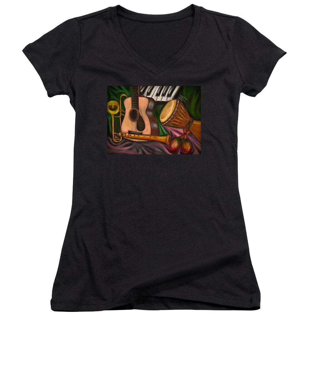 Music Women's V-Neck featuring the photograph Grand POP by Artist RiA