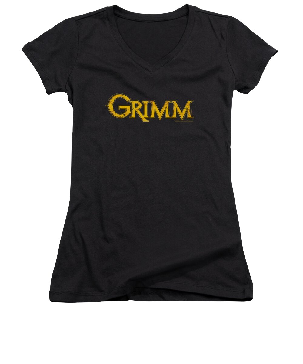 Grimm Women's V-Neck featuring the digital art Grimm - Gold Logo by Brand A