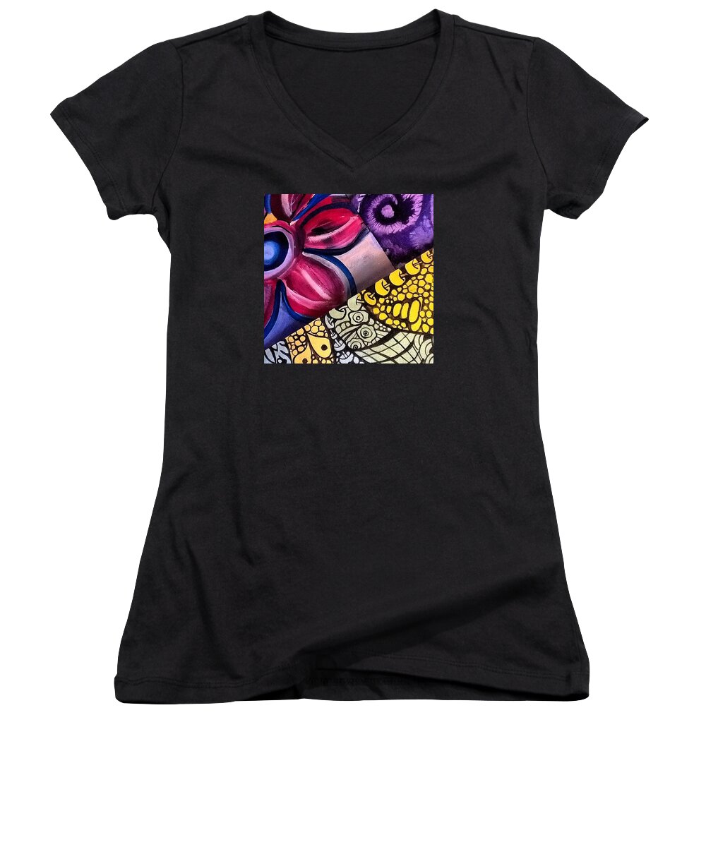 Painting Women's V-Neck featuring the painting Happy Summer Day by Sandra Lira
