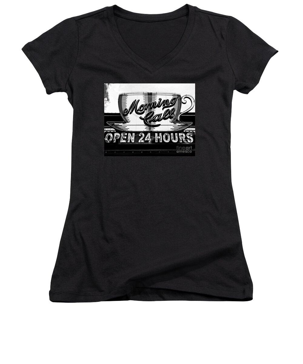 Morning Call Women's V-Neck featuring the photograph Have a Cup of Coffee at Morning Call New Orleans by Kathleen K Parker