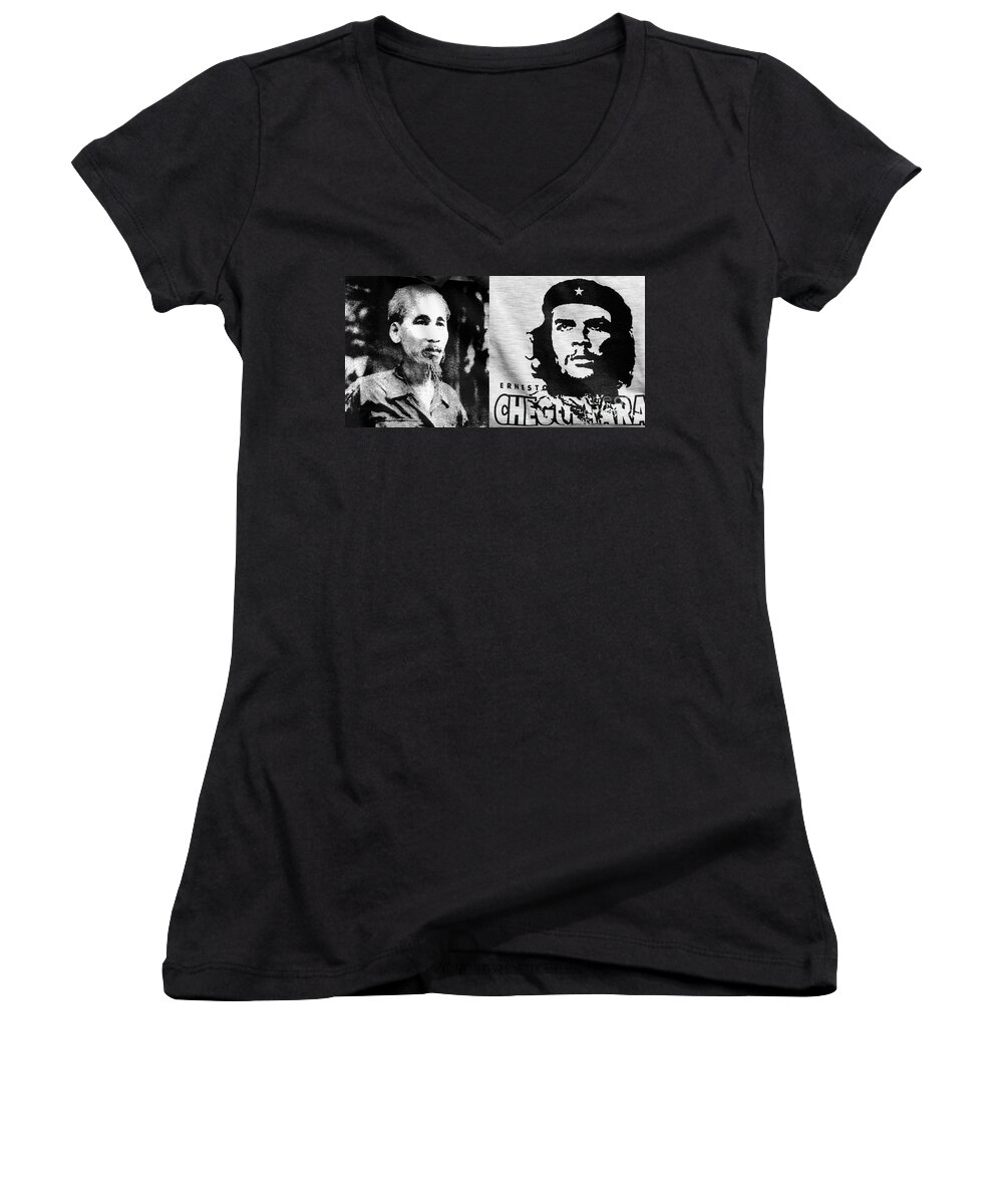 Ho Women's V-Neck featuring the photograph Ho Chi Minh and Che Guevara by Rick Piper Photography