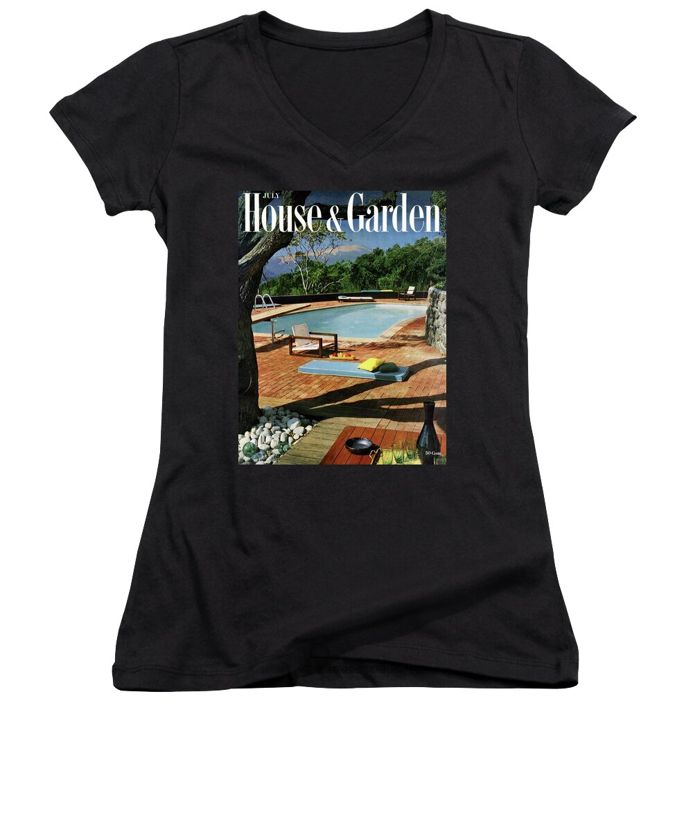 Education Women's V-Neck featuring the photograph House And Garden Cover Featuring A Terrace by Georges Braun
