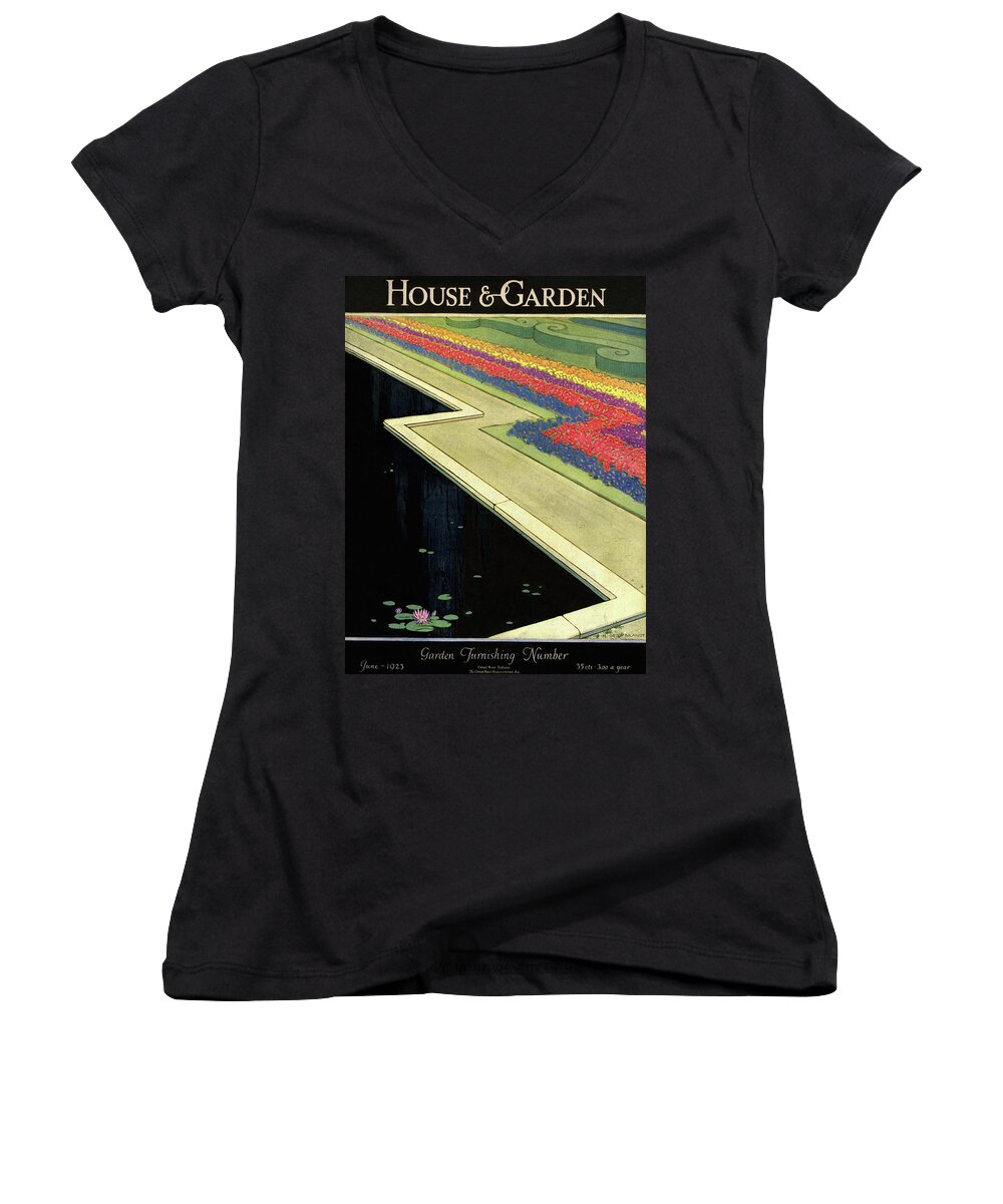 House And Garden Women's V-Neck featuring the photograph House And Garden Furnishing Number by H. George Brandt