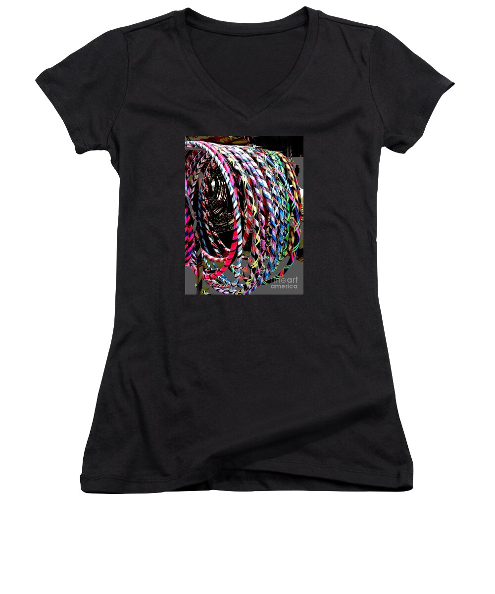 Hula Hoops Women's V-Neck featuring the photograph Huly Hoops by Alice Terrill
