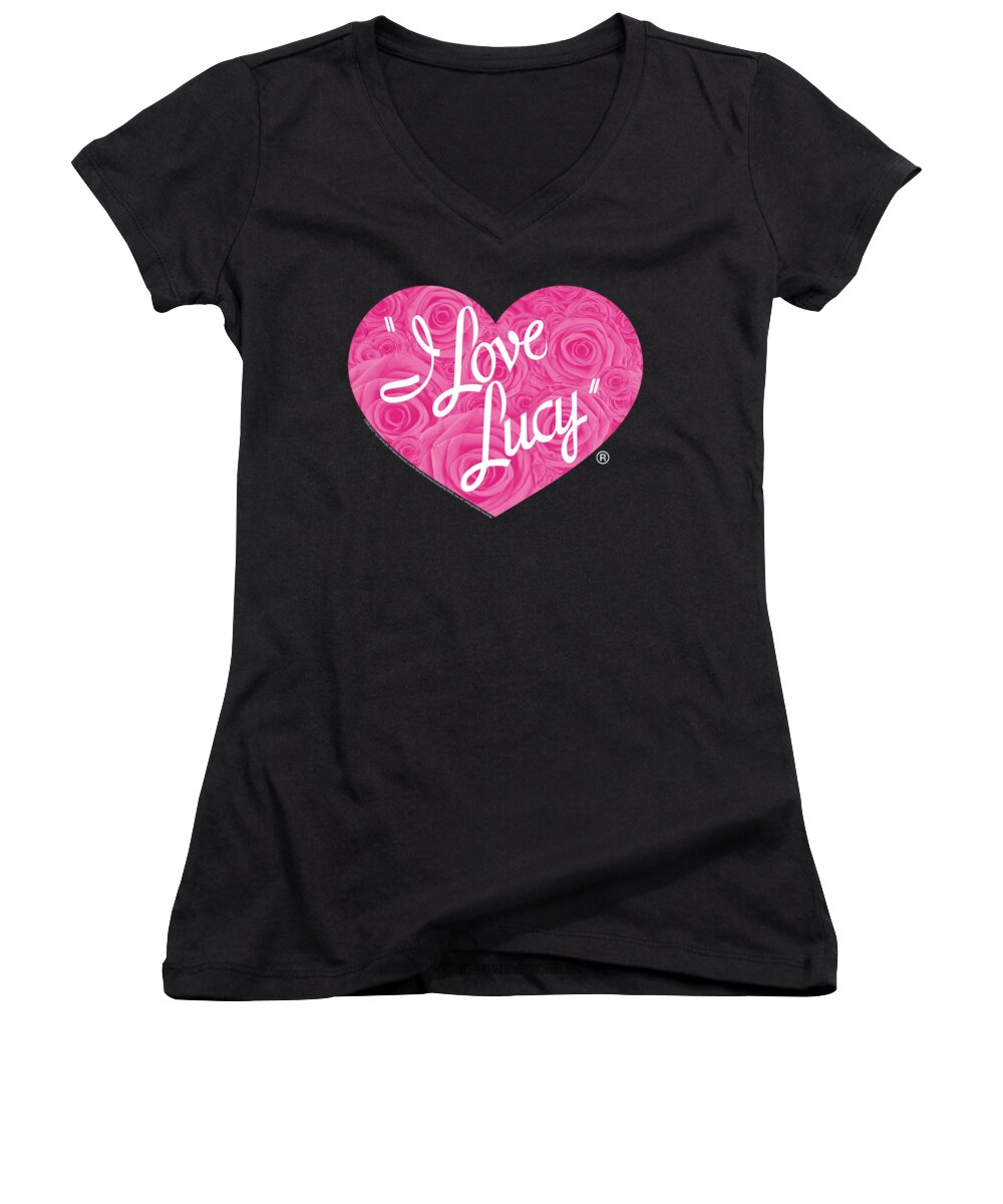 Heart Women's V-Neck featuring the digital art I Love Lucy - Floral Logo by Brand A