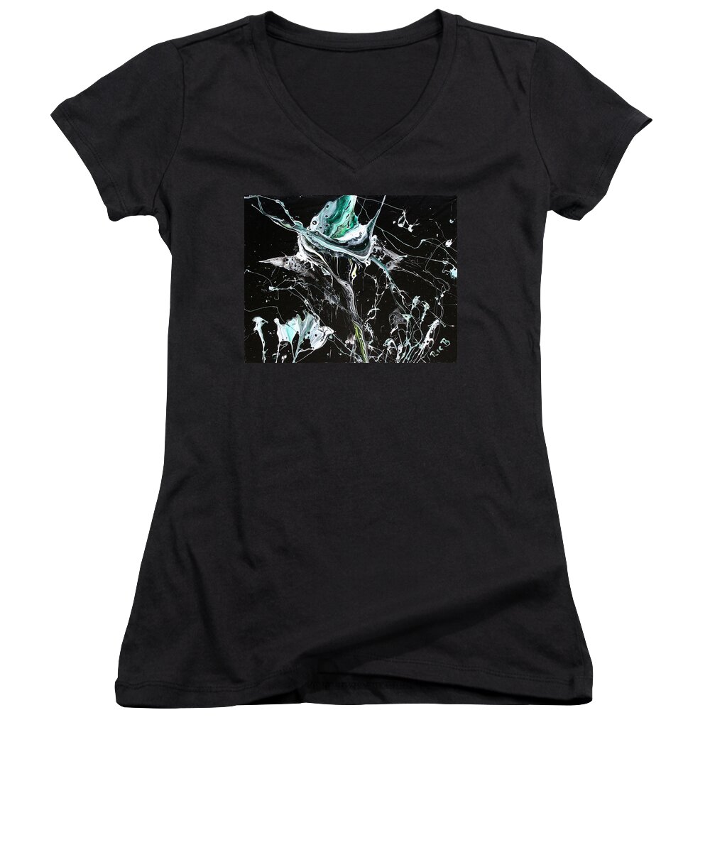 Nonobjective Art Women's V-Neck featuring the painting In Bloom by Ric Bascobert