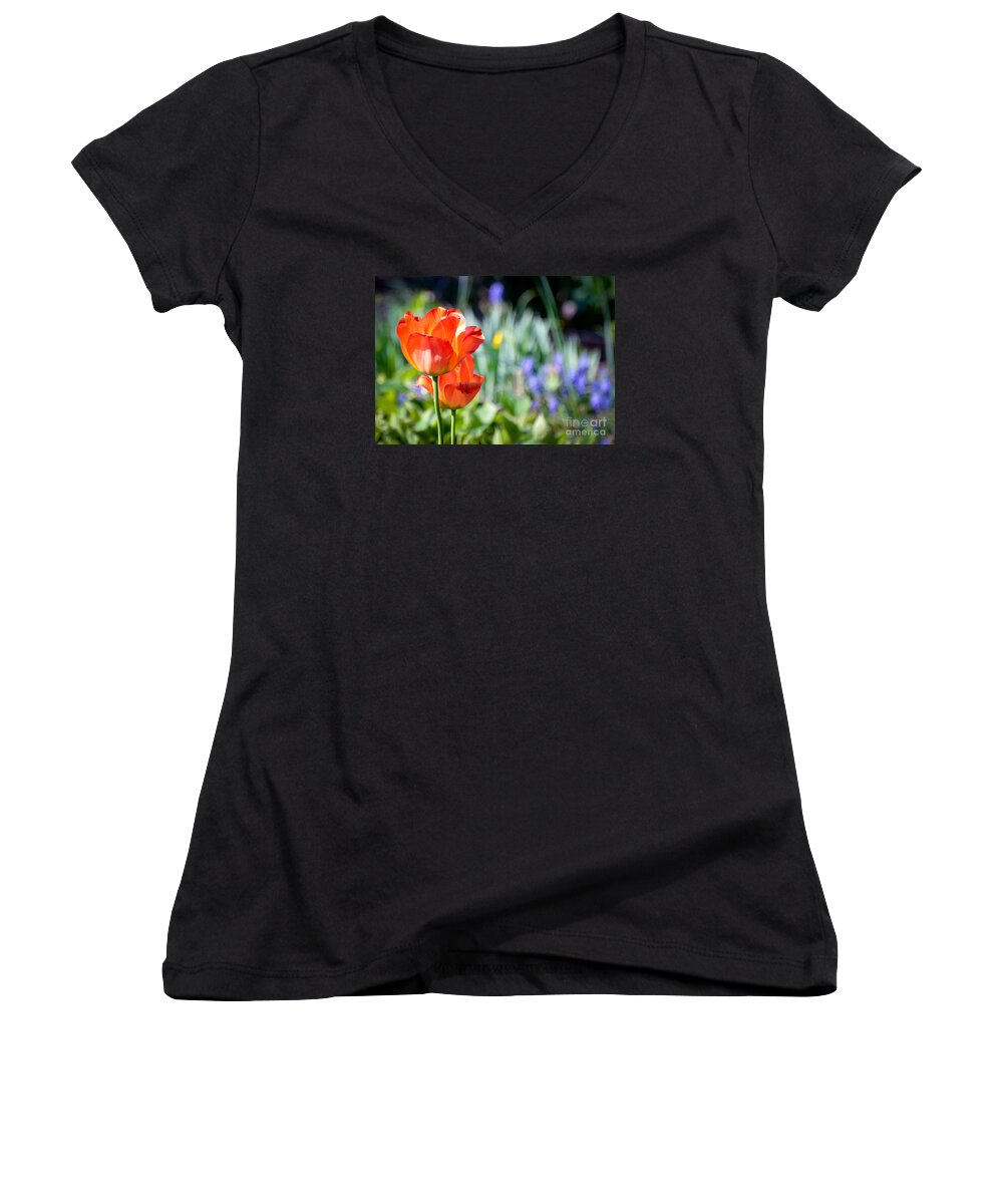 Flowers Women's V-Neck featuring the photograph In The Garden by Kerri Farley