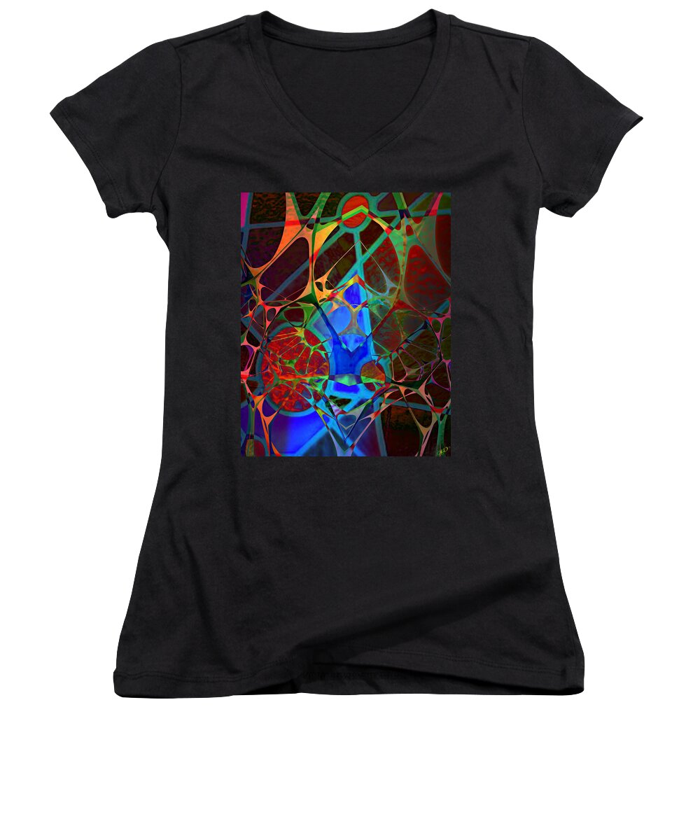 Inside Out Women's V-Neck featuring the digital art Inside Out by Ally White